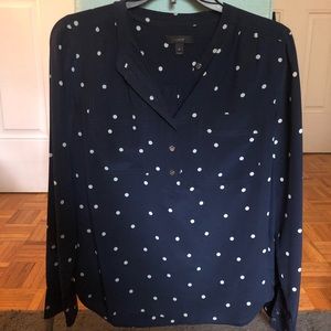 J. Crew Navy Polka Dot Button Down
